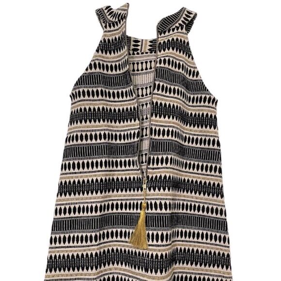 Judith March Jacquard High Neck Shift Dress in Black / Gold Sz Small - Picture 5 of 12